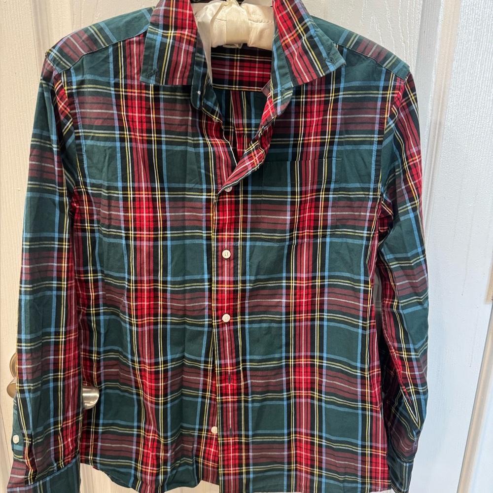 Crewcuts big boys multicolor plaid button-down shirt, perfect for the holidays.